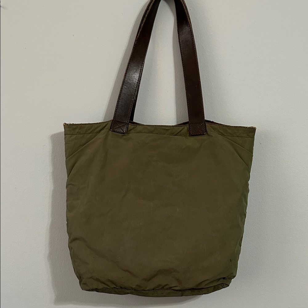 Celine Olive Green Tote with Dark Brown Leather Straps - Picture 9 of 16